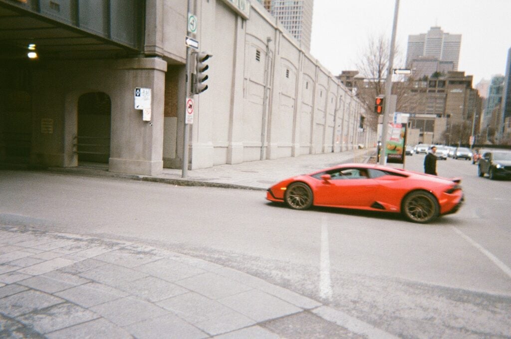 Red Lamborghini in Montreal