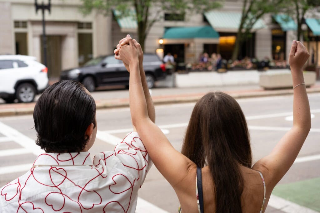 Event photography and engagement celebration at restaurant in Boston