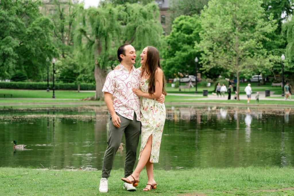 Candid surprise proposal photography at the Boston Public Garden